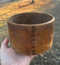 Primitive ANTIQUE Wooden DANIEL CRAGIN Grain MEASURE/Band/Pantry BOX-Wilton NH