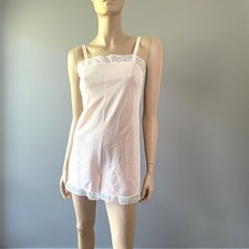 Vintage Lingerie Romper Pink Teddy Size 34 White Lace Gaymode Snap Crotch