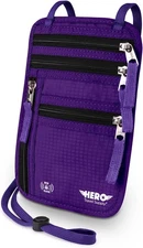 Neck Wallet – RFID Blocking Passport Holder Travel Pouch Purple