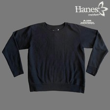 Hanes Pullover Sweatshirt Black Comfy Comfortable Casual Size S Fleece Cuffs