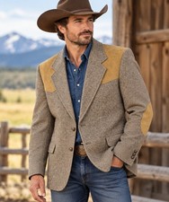 Vintage Pendleton High Grade Western Wear Tweed Blazer Wool Suede Men's 42