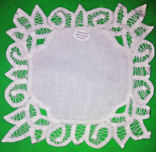 LOT OF 10 HANDMADE COTTON WHITE BATTENBURG LACE 8" SQUARE DOILY W/ SOLID CENTER