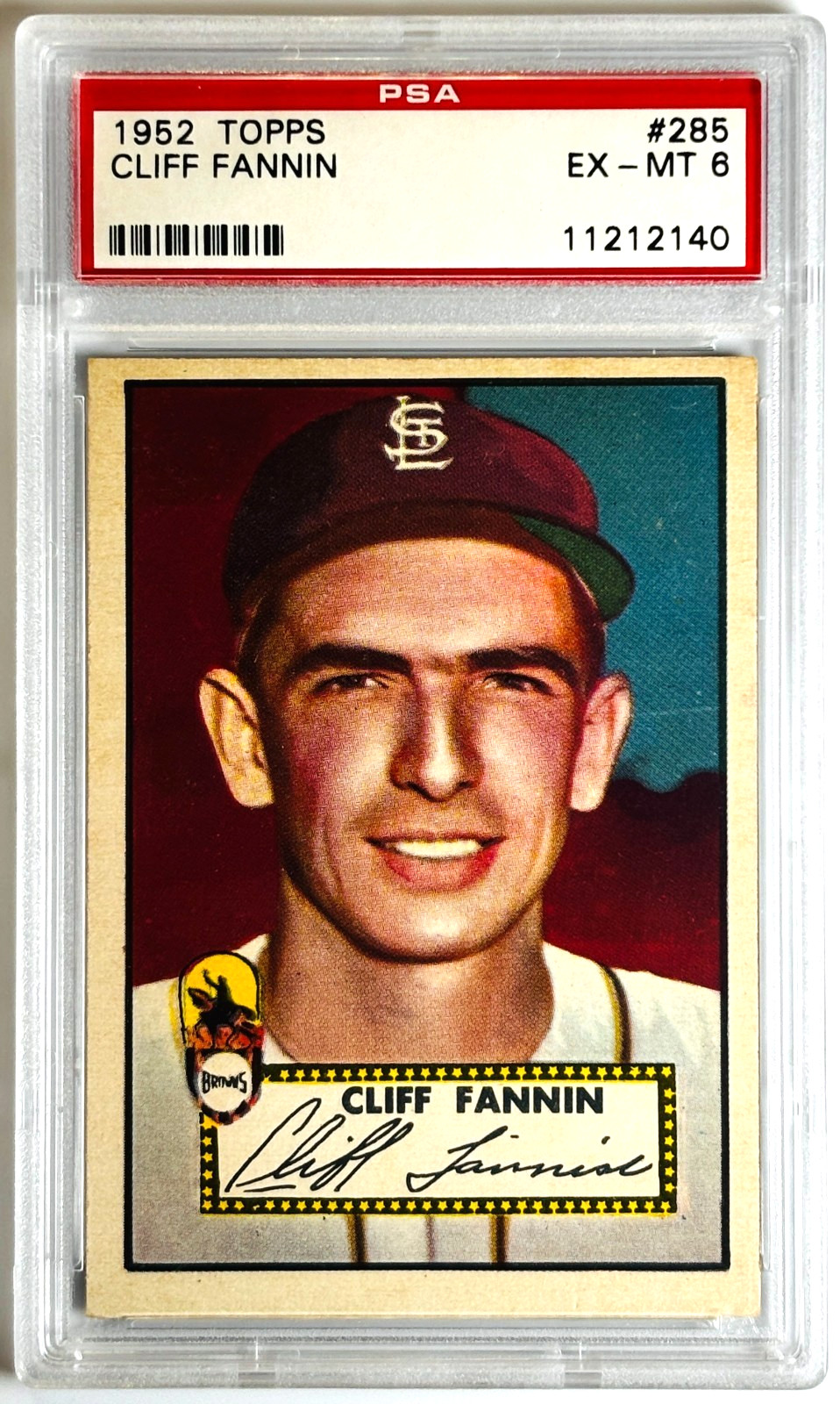 1952 Topps #285 CLIFF FANNIN PSA 6 EX-MT