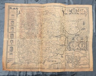 ANTIKE KARTE VON ESSEX 1610. THE EARLS OF ESSEX. NORDEN UND SPEEDE. COLCHESTER