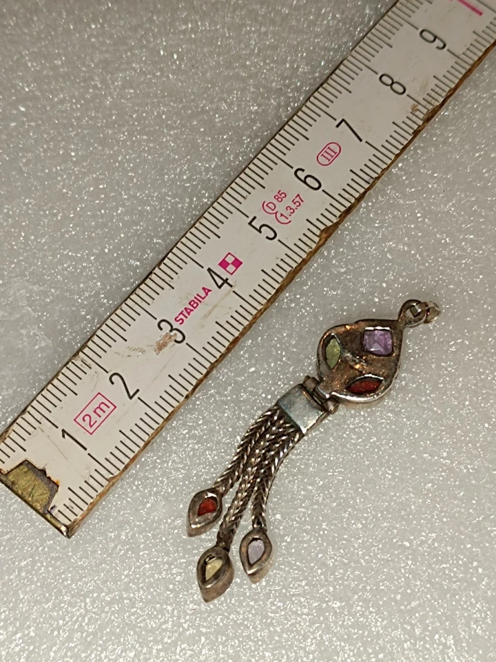 Granat Amethyst Peridot Citrin Anhänger Silber 925er Vintage - Bild 3 von 3