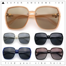 Polarized Womens Luxe Rhinestone Jewel Oversized Rimless Butterfly Sunglasses