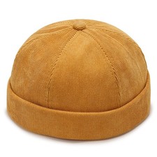 Corduroy Brimless Hat Men Women Sailor Docker Cap Cuff Harbour Beanie Retro