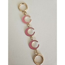 Handbag Purse Chain Handle Strap Crossbody Extender "C' - Gold Tone/Pink