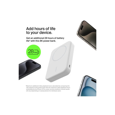 Belkin Induktive Power Bank magnetisch mit Qi2 8000 mAh 15 Watt Fast Charge (24