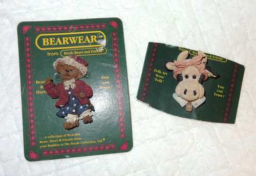 BOYDS BEARS PIN LOT 2 ROSEY BEAR & Miss CUDDLY COW NOS
