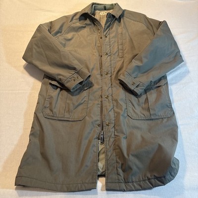 Vtg 80s LL Bean Wool Lined Field Coat Jacket Mens Olive Green Warden Maine