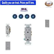 15 Amp Gray Tamper-Resistant Decora Duplex Electrical Wall Outlet