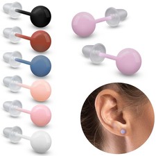Ceramica Orecchini Sfera Perla Ø 6 MM Rotondi Donna Uomo Ipoallergenico