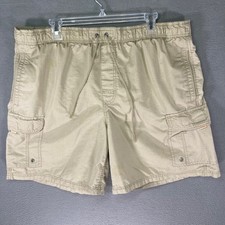 Breakwater Men's Cargo Shorts XL Tan Polyester Drawstring Elastic Waist Pockets