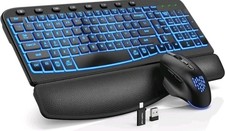 SABLUTE Ergonomic Wireless Keyboard and Mouse Combo - Wave Keyboard Rechargable