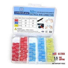 50PCS Nylon Spade Quick Disconnect Connectors Kit 22-10 AWG Female Male 50PCS
