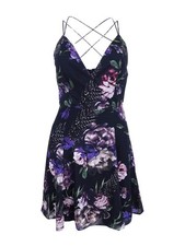 Fame and Partners Women's Floral Georgette Necklace Gown (12, Midnight Blossom)