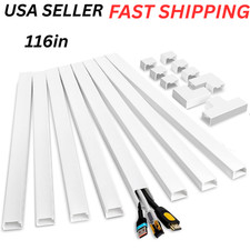 116in Cord Hider Kit Cord Covers for Wires on Wall Paintable Cable Raceway White