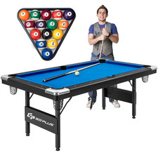 6 FT Billiard Pool Foldable Table w/ Cue Sticks Chalk balls Triangle Brush Blue