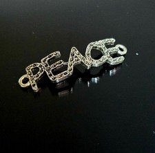 Peace Charm Antique silver plated charm pendant curve DIY 35mm x 10mm 50 pcs