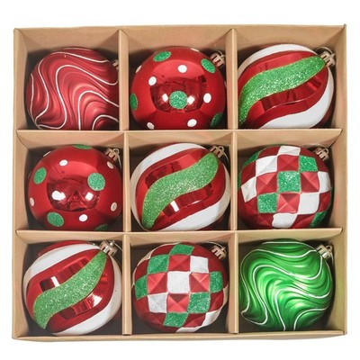 Valery Madelyn Christmas Tree Ornaments Set, 9ct Red Green White Shatterproof...