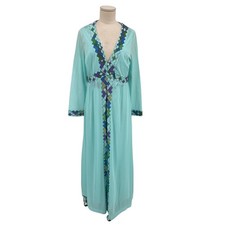 Vintage Emilio Pucci For Formfit Rogers Nightgown Robe Harlequin Nights Blue M