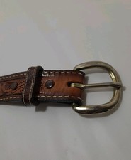Vtg 70s Western Tooled Leather Belt Floral Scroll Boho Hippie Formay Taiwan 34