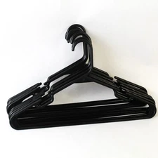 Lot of 10 Black Plastic Clothes Hangers Tubular Closet Organizers 16.25"