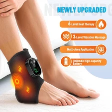 Adjustable Foot Ankle Massager Pain Relief with 6 Heat Levels, 3 Vibration Modes