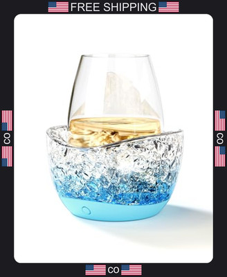 Wine Glass Chiller with LED Light Modes for Stemless Glasses