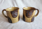 Vintage Otagiri Coffee Tea Mug Cup Set Of 2 Tan Brown Abstract Oval Retro MCM