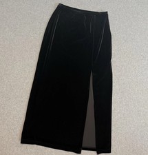 VTG Fashion Bug Black Velvet Side Slit A Line Y2K Flowy Whimsigoth Maxi Skirt M