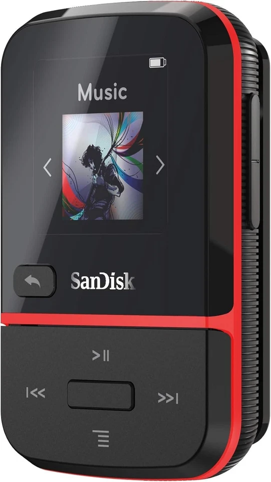 SanDisk 16GB Clip Sport Go MP3 Player LED Screen FM Radio SDMX30-016G Black Red - Image 2 of 4