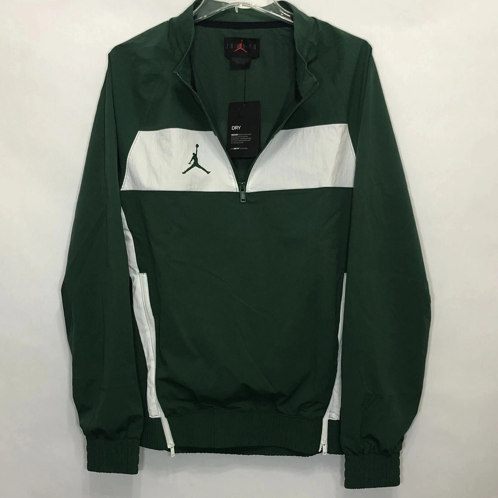 Nike Air Jordan Dri Fit 1/4 Zip Woven Jacket Green/White Men's CD2218-377 SizeXS thumbnail 2
