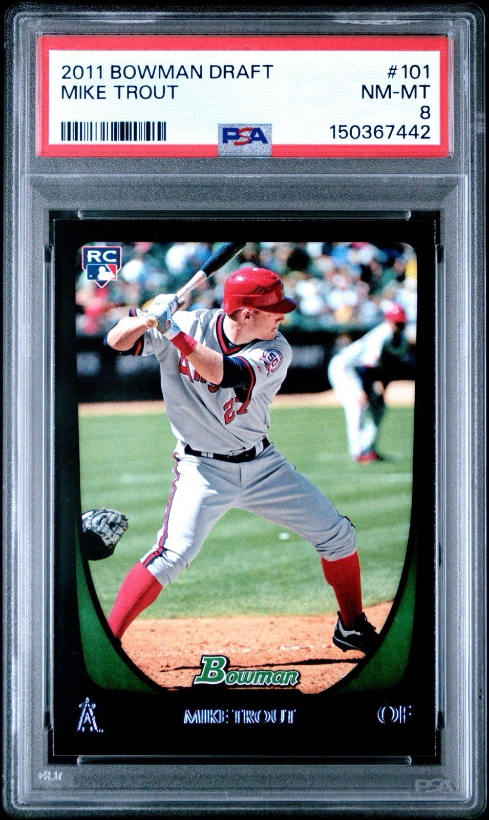 2011 Bowman Draft Mike Trout Rookie #101 PSA 8 view 3
