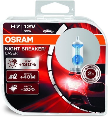 OSRAM Night Breaker Laser H7 Car Halogen Headlight Bulbs 55W (2 Pack)