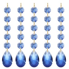 Teardrop Crystal Chandelier, 5 Pack 135mm Length Prisms Part Light Blue