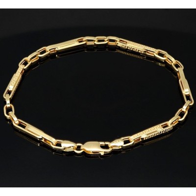Greco Ankerarmband 585 14K ECHT GOLD 22cm 4,2mm NEU Goldarmband Unisex Zirkonia