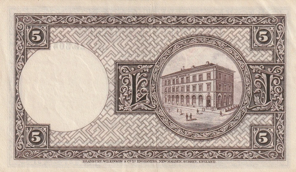 Iceland 1928 5 Kronur Circulated Banknote Pick 27b - Image 2 of 2