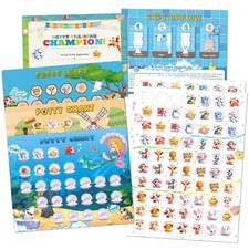 Potty Training Chart for Toddlers with Reward Stickers, 9 Fun Designs