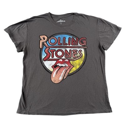 Rolling Stones Lips Logo T-Shirt Mens XL Grey Tee Mick Jagger Keith Richards