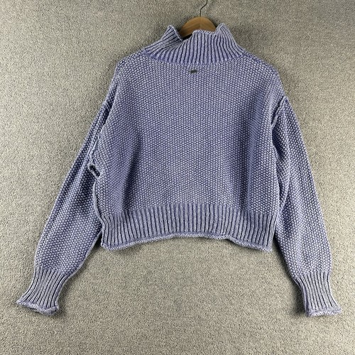 Ghanda Jumper Womens Medium Ribbed Knit Sweater Purple Cropped Turtleneck - Foto 4 di 7