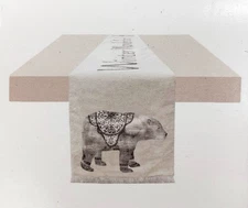 Christmas Polar Bear 72" Table Runner Found Fable 72x13" Grey