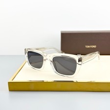 Tom Ford FT1327 Sunglasses Clear Transparent Frame Gray Lenses Square New w/ Cas