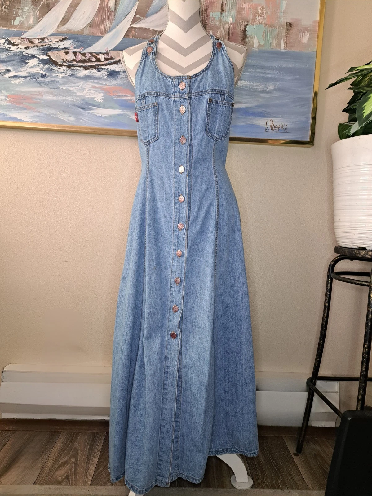 Vintage Outlaw Cotton Denim Overall Dress