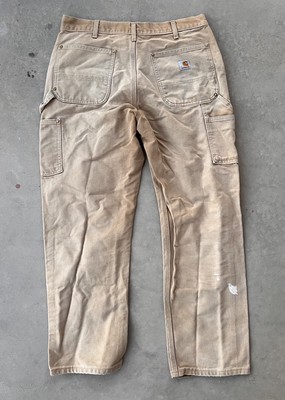 Carhartt Double Knee Pants 34x30 Fits 32x30 Tan Beige 125