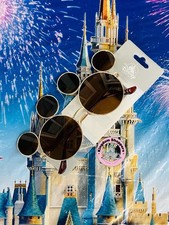 2025 Disney Parks Mickey Mouse Ear Shaped Sunglasses Gold Rims Brown Lenses New