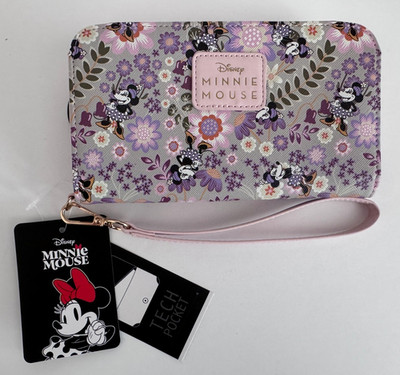 Disney Minnie Mouse Floral Zip Around Wallet Wristlet Bioworld NWT