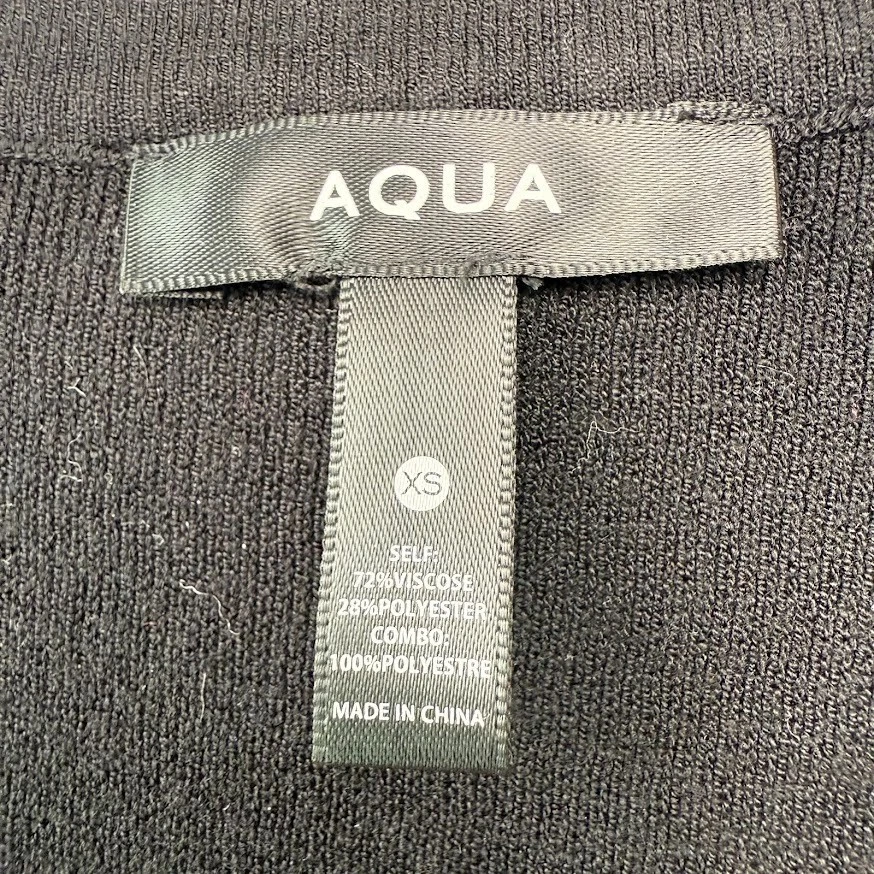 Aqua Blouse Womens XS Black Knitted Pullover Chiffon Balloon Sleeve V Neck NWT - Image 4 of 4