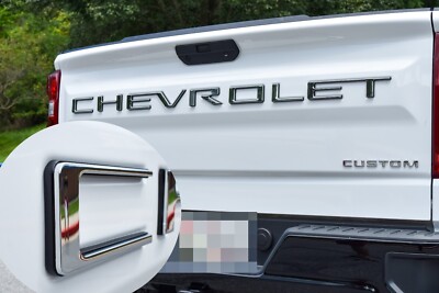 0.3in Chrome Black RAISED TAILGATE LETTERS FOR 2019-24 CHEVROLET SILVERADO